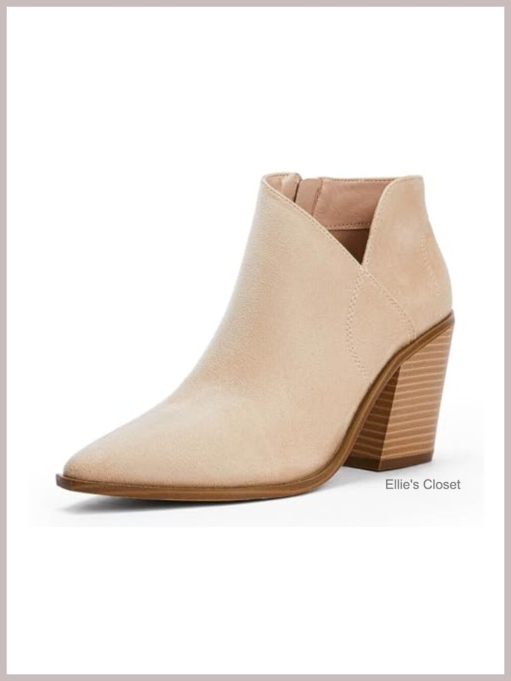 Women's Pointed Toe Ankle Boots Block Heel Cutout Side Zip Faux Leather